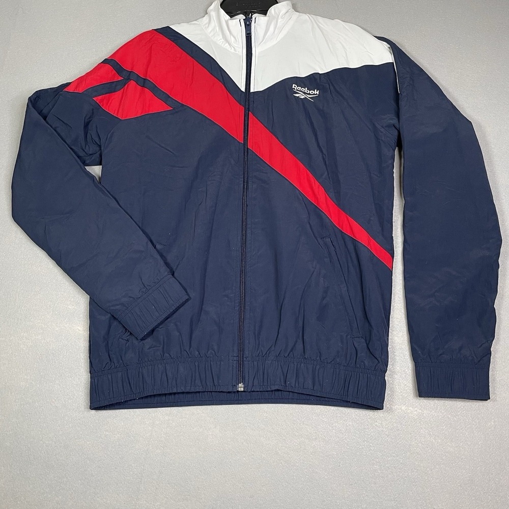 Vintage Reebok Nylon Windbreaker Jacket Men's Size M Blue